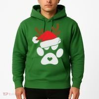 Funny Christmas Paws Santa Hat Horn Dog Xmas Hoodie thumb 2