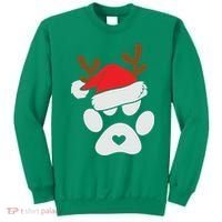 Funny Christmas Paws Santa Hat Horn Dog Xmas Sweatshirt thumb 0