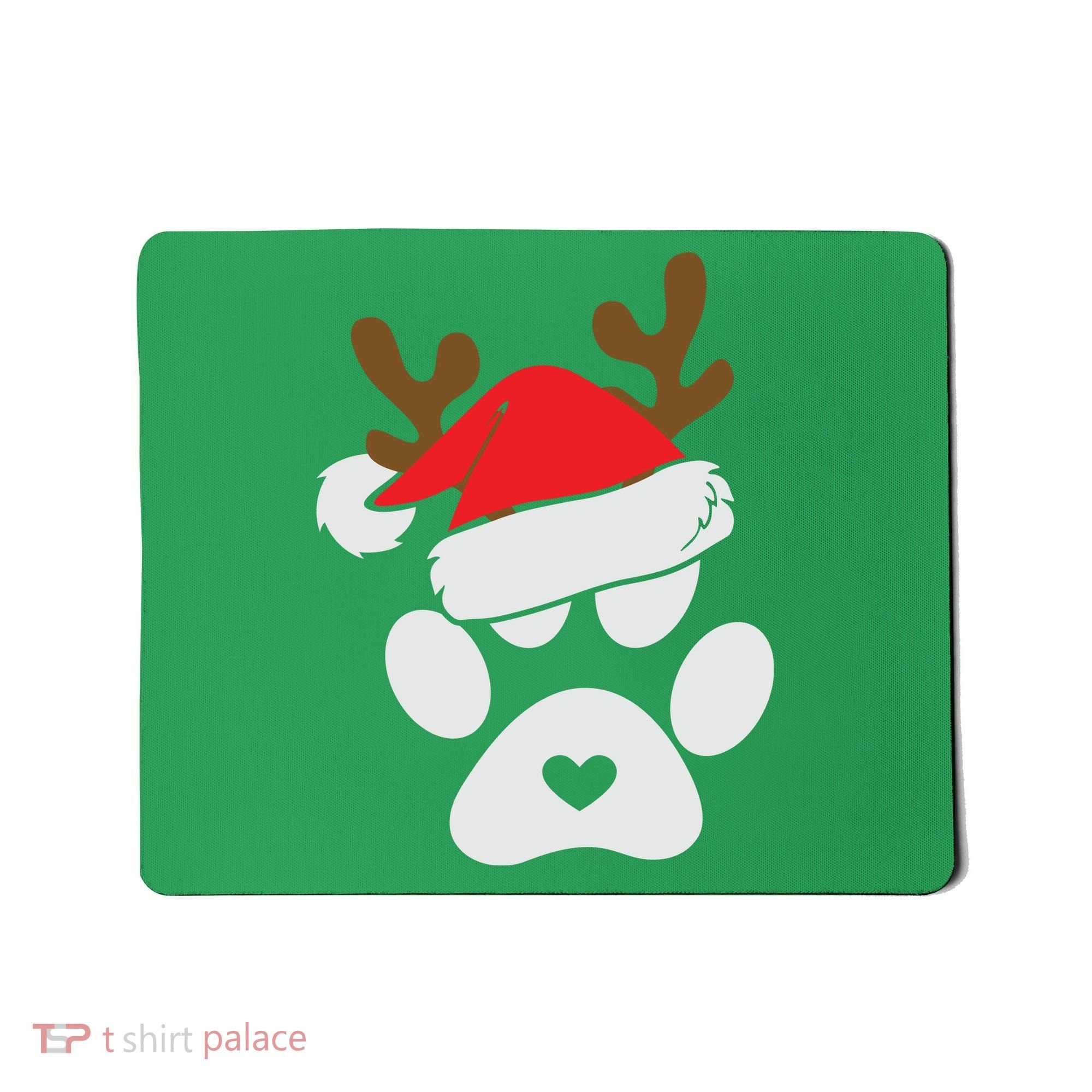 Funny Christmas Paws Santa Hat Horn Dog Xmas Mousepad