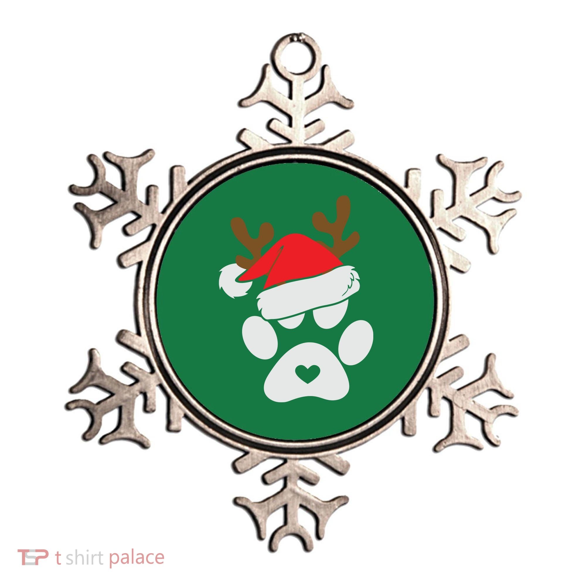 Funny Christmas Paws Santa Hat Horn Dog Xmas Ornament
