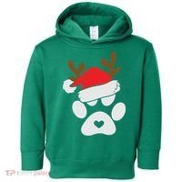 Funny Christmas Paws Santa Hat Horn Dog Xmas Toddler Hoodie thumb 0