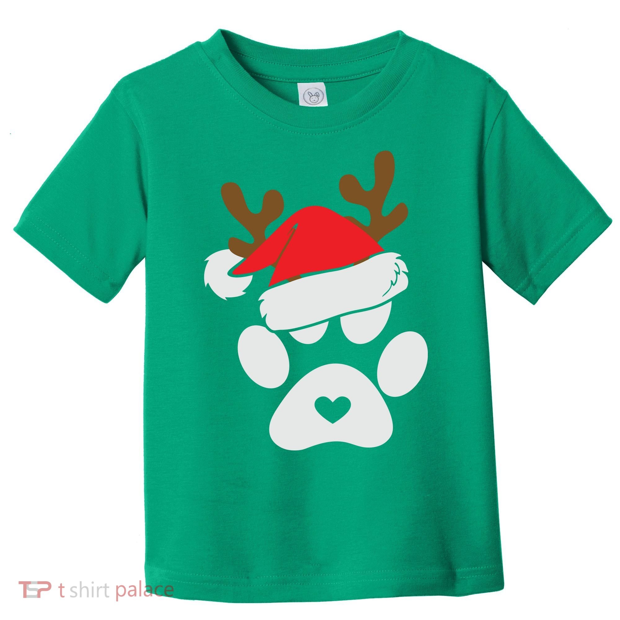 Funny Christmas Paws Santa Hat Horn Dog Xmas Toddler T-Shirt