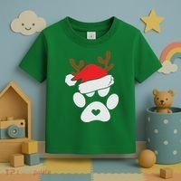 Funny Christmas Paws Santa Hat Horn Dog Xmas Toddler T-Shirt thumb 3