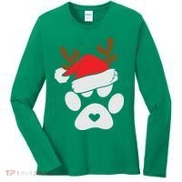 Funny Christmas Paws Santa Hat Horn Dog Xmas Women's Long Sleeve Shirt thumb 0