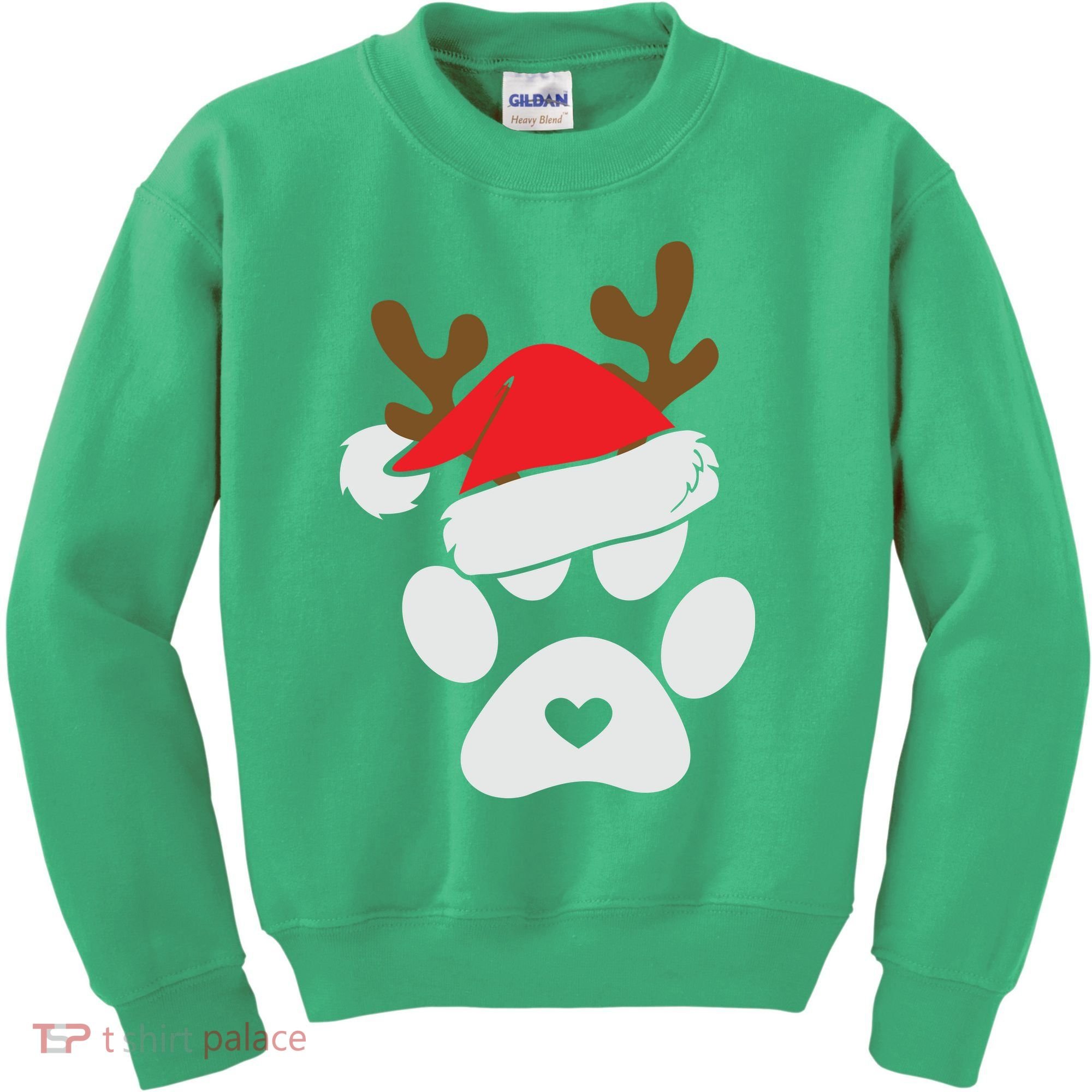 Funny Christmas Paws Santa Hat Horn Dog Xmas Kids Sweatshirt