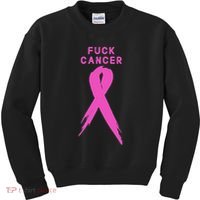 Fuck Cancer Pink Ribbon Breast Cancer Awareness Kids Sweatshirt thumb 0