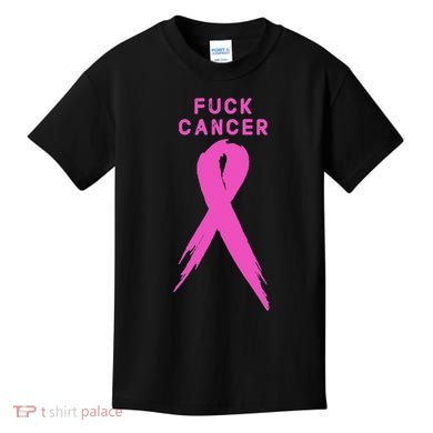 Fuck Cancer Pink Ribbon Breast Cancer Awareness Kids T-Shirt