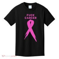 Fuck Cancer Pink Ribbon Breast Cancer Awareness Kids T-Shirt thumb 0