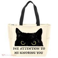 Funny Cat Pay Attention To Me Ignoring You Sarcastic Cat Mom Tote Bag thumb 0