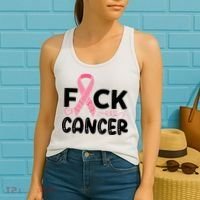 Fuck Cancer Pink Ribbon Breast Cancer Women's Tank Top thumb 2