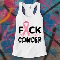 Fuck Cancer Pink Ribbon Breast Cancer Women's Tank Top thumb 3