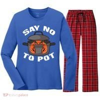Funny Crawfish Pun Lobster Say No To Pot Cute Lobster Gift Women's Long Sleeve Flannel Pajama Set  thumb 0