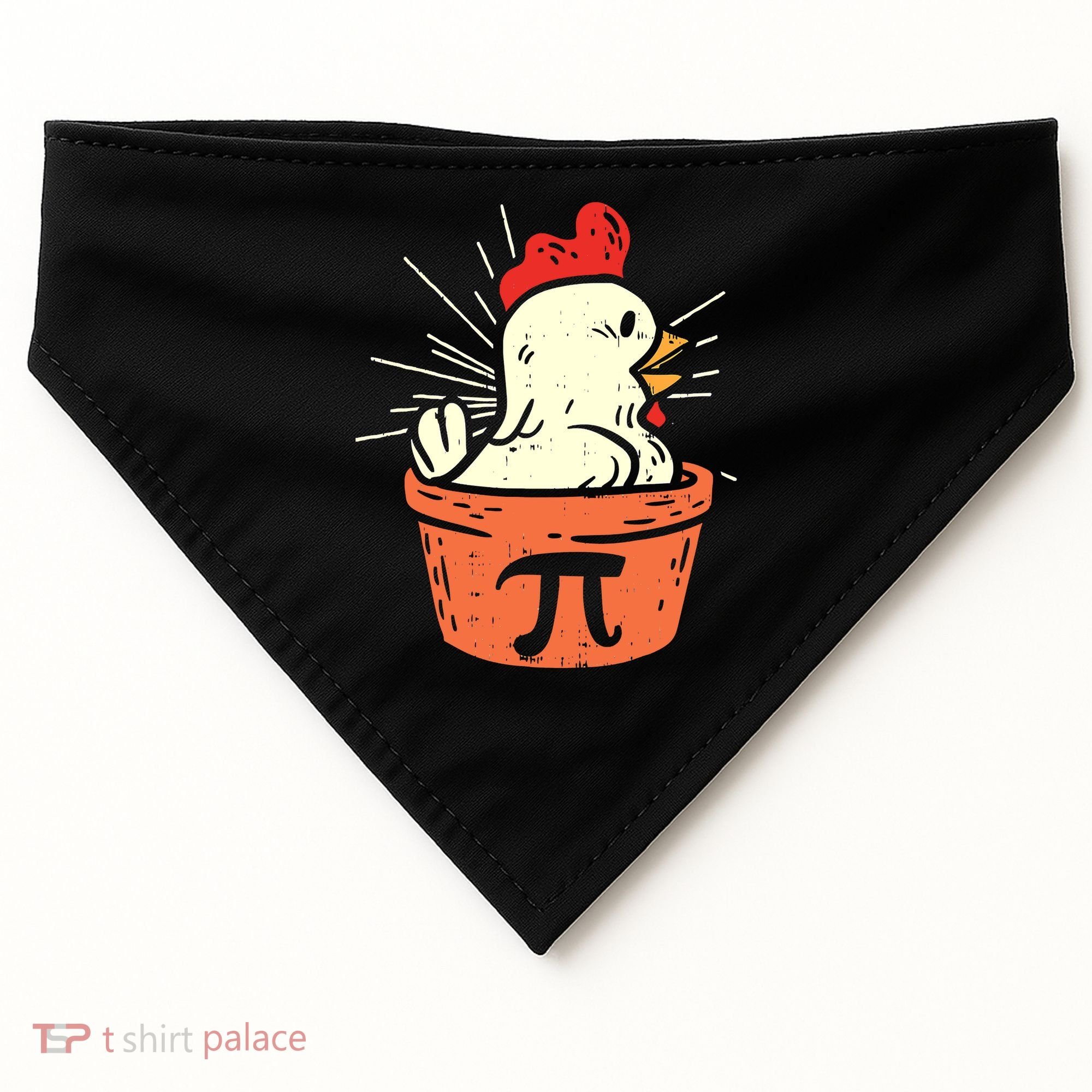 Funny Chicken Pot Pi Day Pie Math Lover Geek 3 14 USA-Made Doggie Bandana