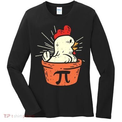 Funny Chicken Pot Pi Day Pie Math Lover Geek 3 14 Women's Long Sleeve Shirt