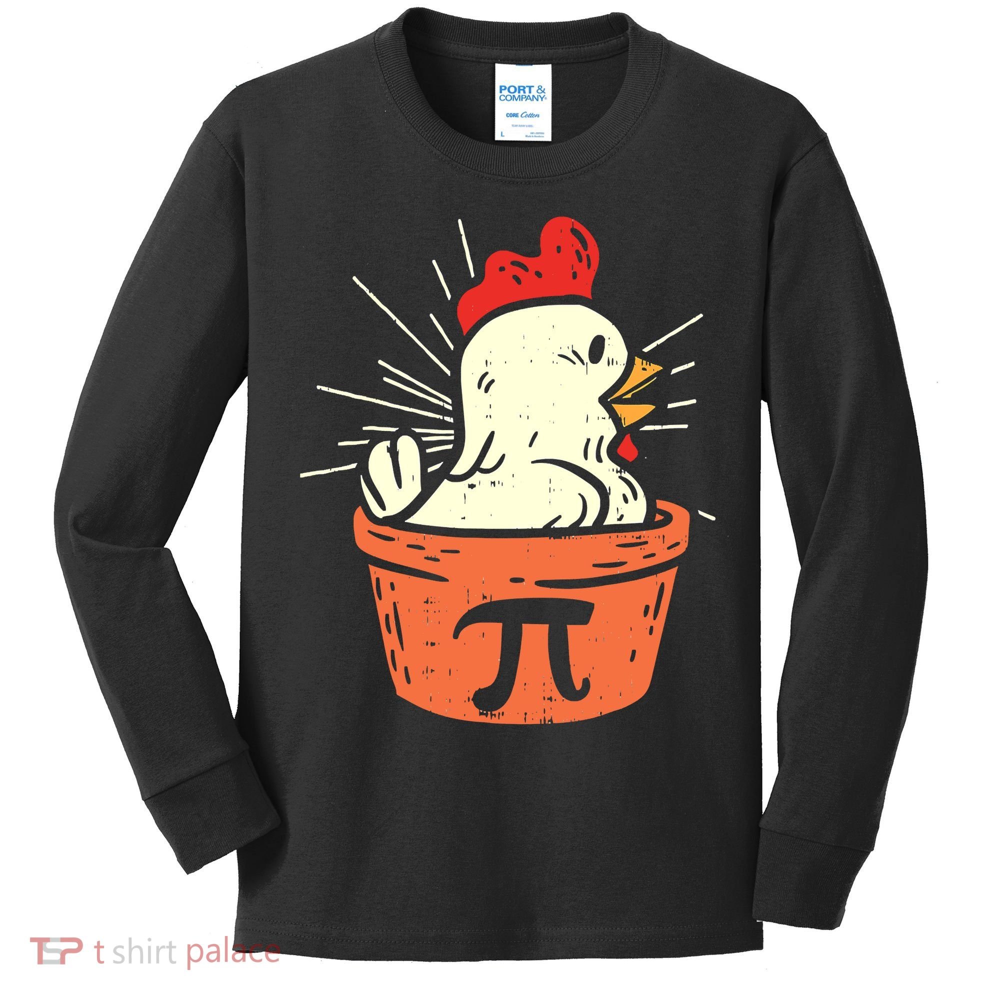 Funny Chicken Pot Pi Day Pie Math Lover Geek 3 14 Kids Long Sleeve Shirt