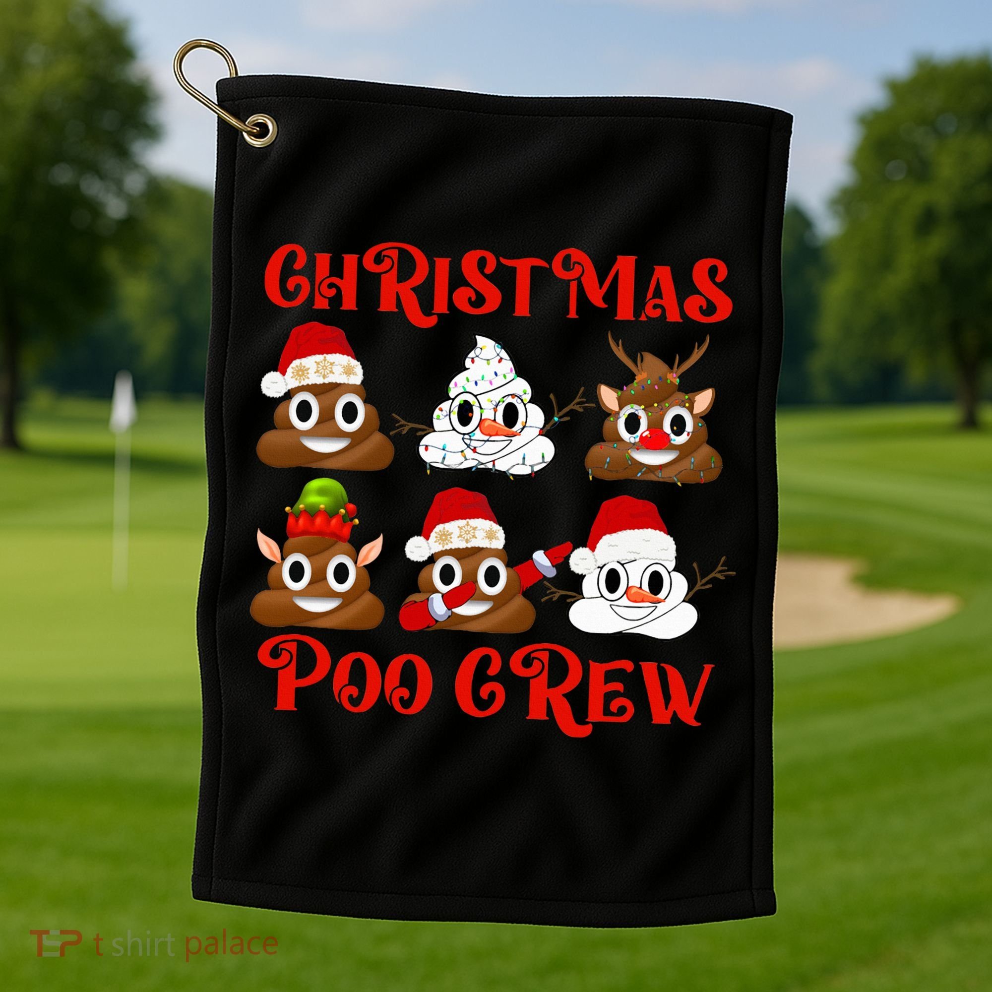 Funny Christmas Poop Crew Witner Holiday  Golf Towel