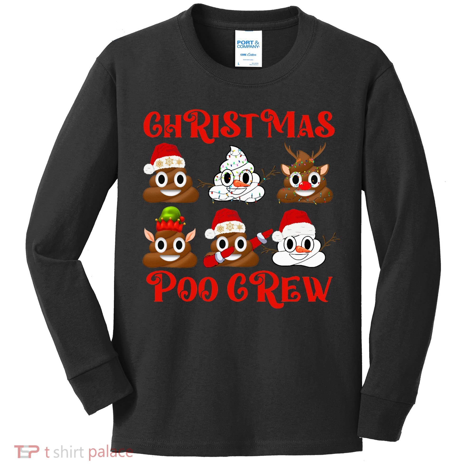 Funny Christmas Poop Crew Witner Holiday  Kids Long Sleeve Shirt