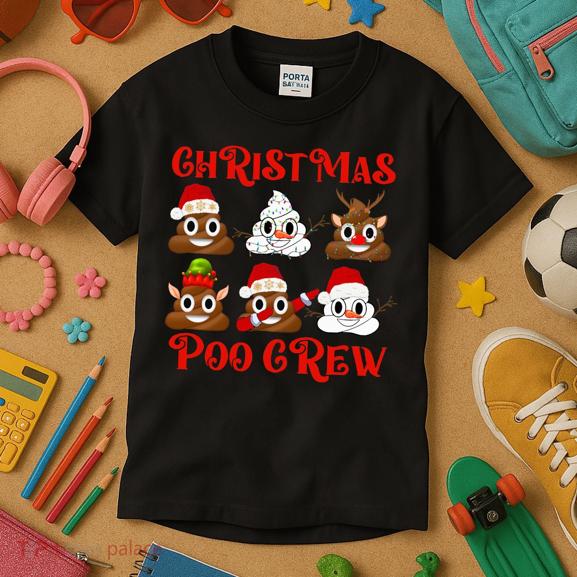 Funny Christmas Poop Crew Witner Holiday  Kids T-Shirt