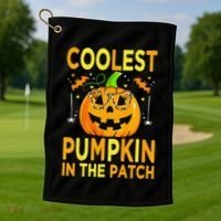 Funny Coolest Pumpkin In The Patch Funny Halloween Golf Towel thumb 1