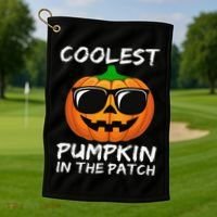 Funny Coolest Pumpkin In The Patch Halloween Funny Golf Towel thumb 1
