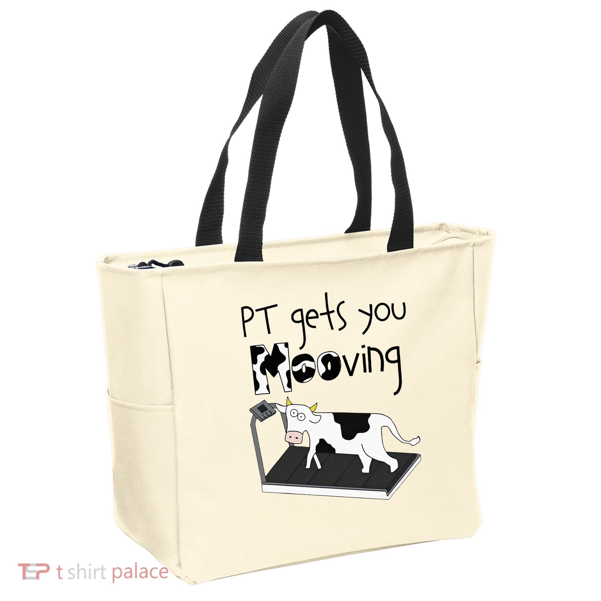 Funny Cow Physical Therapist Pt Therapy Pt Gets You Mooving Tote Bag
