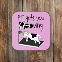 Funny Cow Physical Therapist Pt Therapy Pt Gets You Mooving Coaster thumb 0
