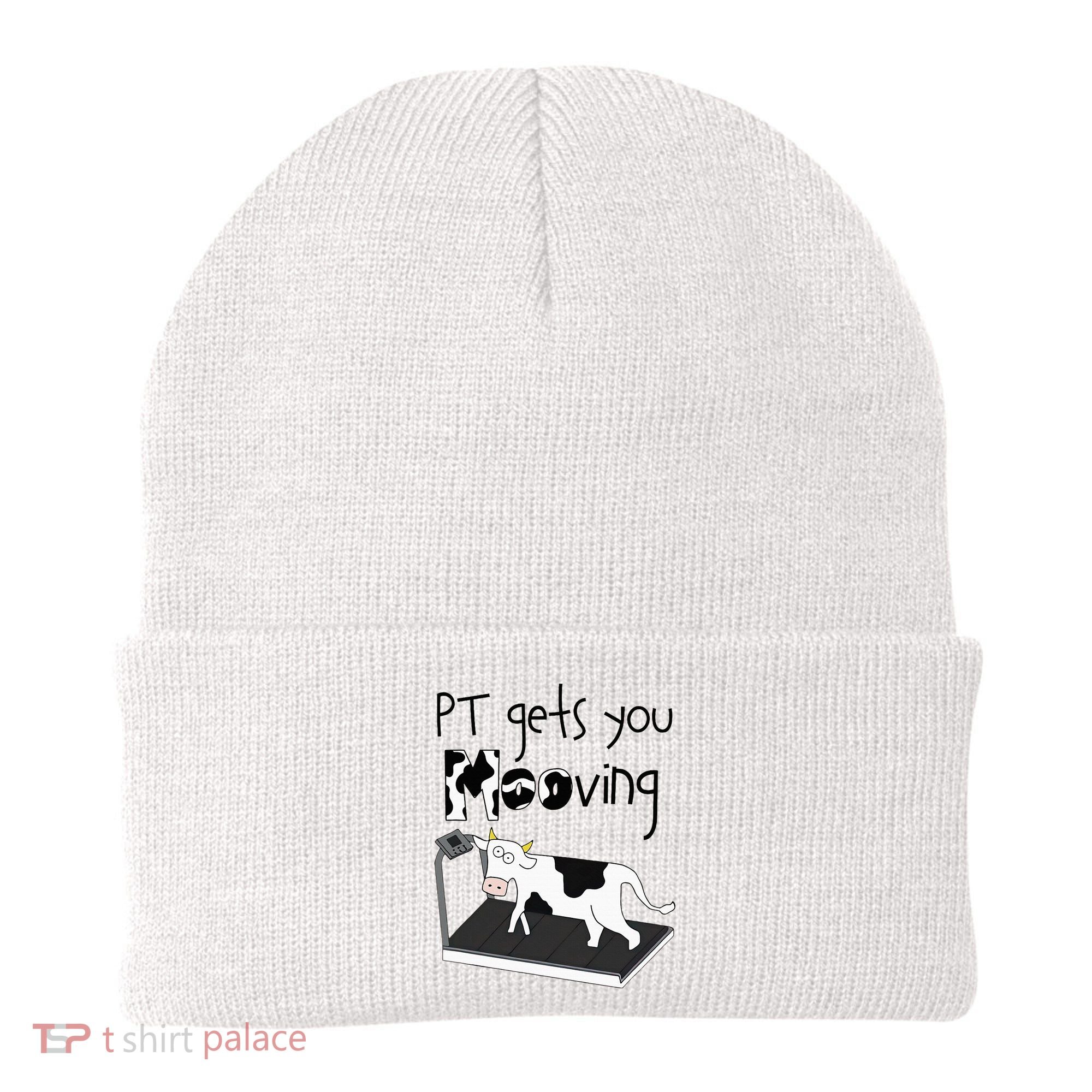 Funny Cow Physical Therapist Pt Therapy Pt Gets You Mooving Beanie