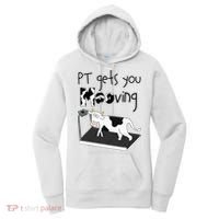 Funny Cow Physical Therapist Pt Therapy Pt Gets You Mooving Women's Hoodie thumb 0