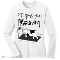 Funny Cow Physical Therapist Pt Therapy Pt Gets You Mooving Women's Long Sleeve Shirt thumb 0