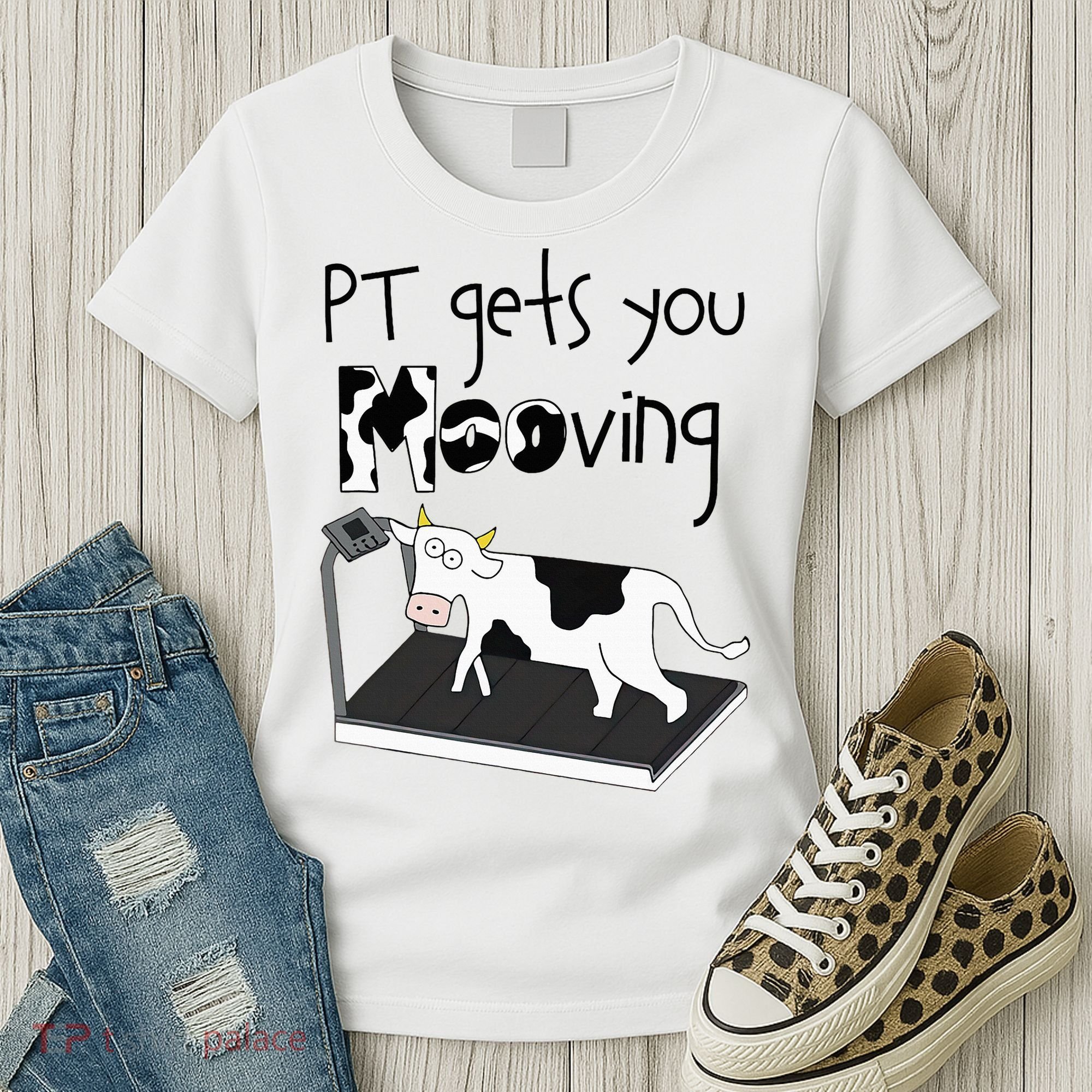 Funny Cow Physical Therapist Pt Therapy Pt Gets You Mooving Women's T-Shirt