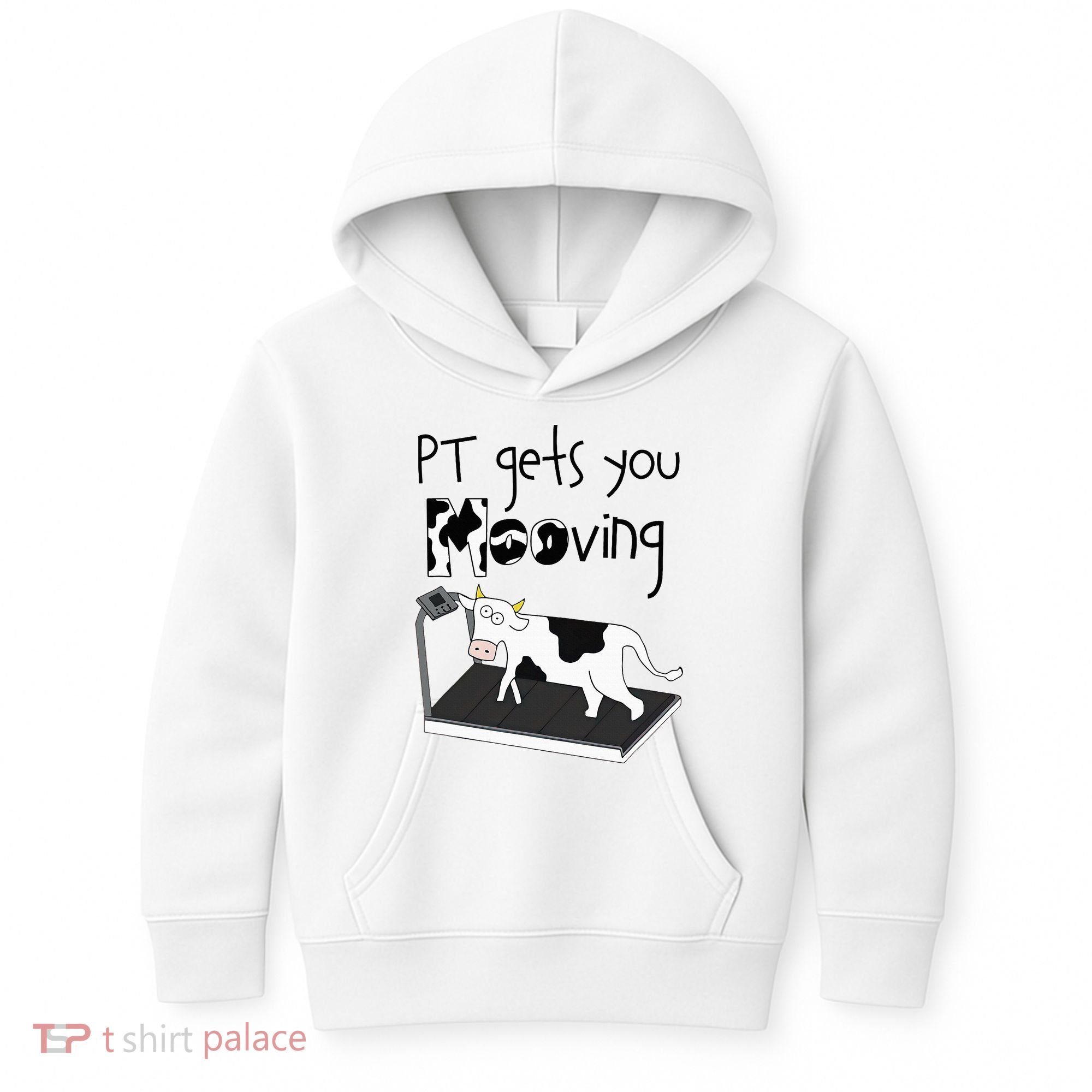 Funny Cow Physical Therapist Pt Therapy Pt Gets You Mooving Kids Hoodie