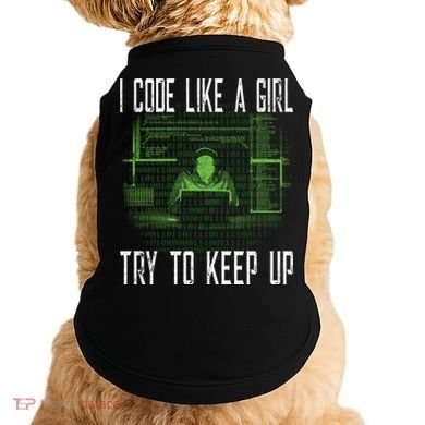 Female Computer Programmer I Code Like A Girl Coding Gift Doggie Tank