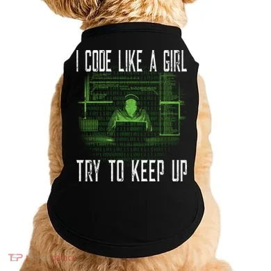 Female Computer Programmer I Code Like A Girl Coding Gift Doggie Tank