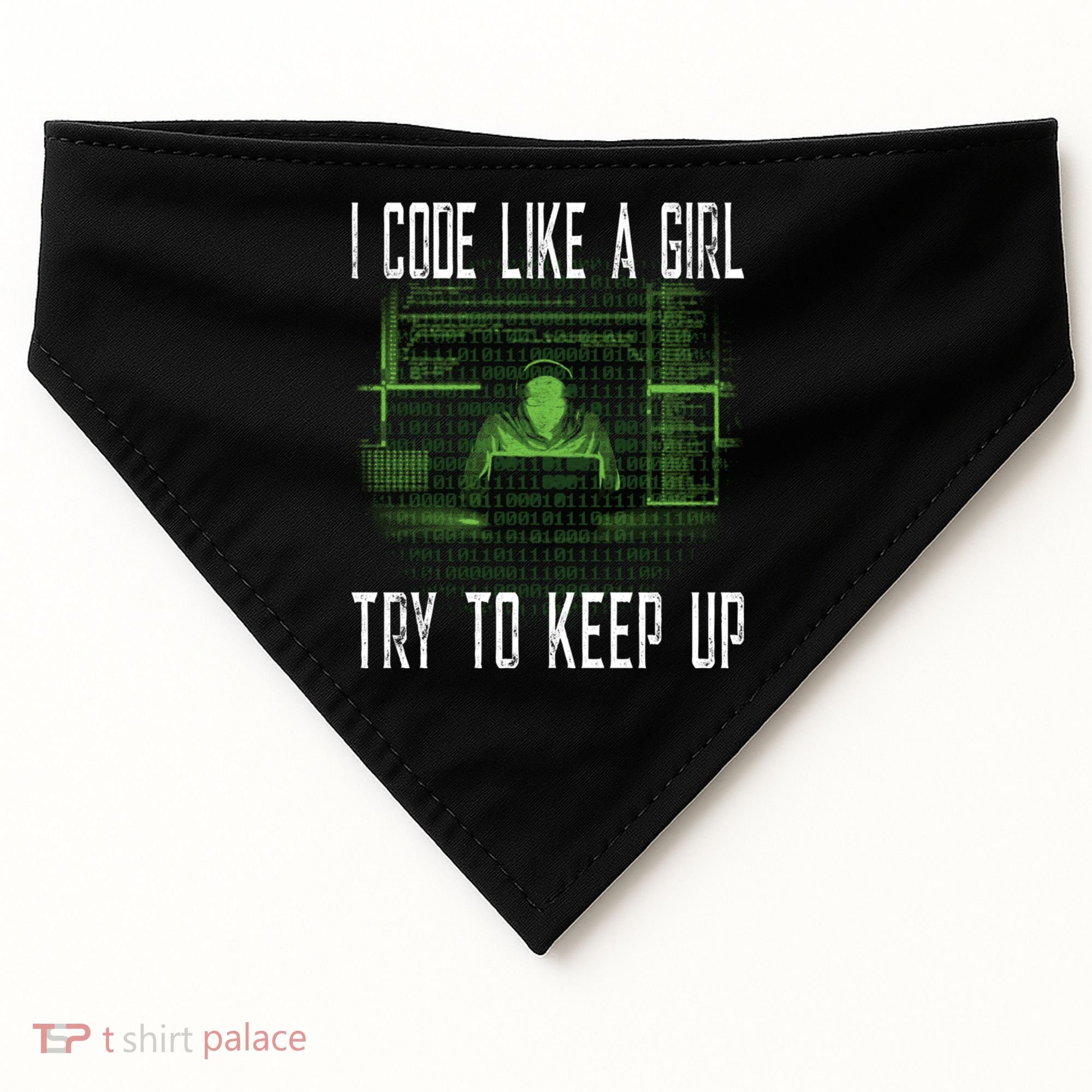 Female Computer Programmer I Code Like A Girl Coding Gift USA-Made Doggie Bandana