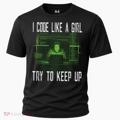 Female Computer Programmer I Code Like A Girl Coding Gift Cooling Performance Crew T-Shirt
