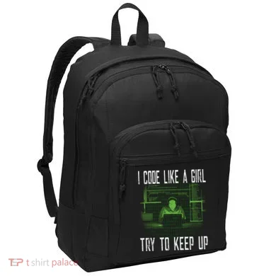 Female Computer Programmer I Code Like A Girl Coding Gift Port Authority Basic Backpack