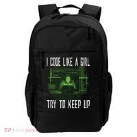 Female Computer Programmer I Code Like A Girl Coding Gift Backpack thumb 0