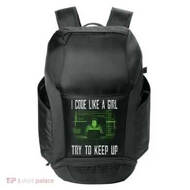 Female Computer Programmer I Code Like A Girl Coding Gift Sport-Tek Club Rec Backpack