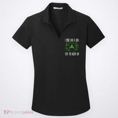 Female Computer Programmer I Code Like A Girl Coding Gift Women's Dry Zone Grid Polo