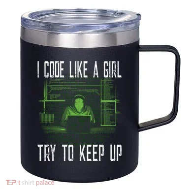 Female Computer Programmer I Code Like A Girl Coding Gift 12oz Stainless Steel Coffee Mug