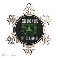 Female Computer Programmer I Code Like A Girl Coding Gift Ornament thumb 0