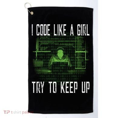 Female Computer Programmer I Code Like A Girl Coding Gift Golf Towel