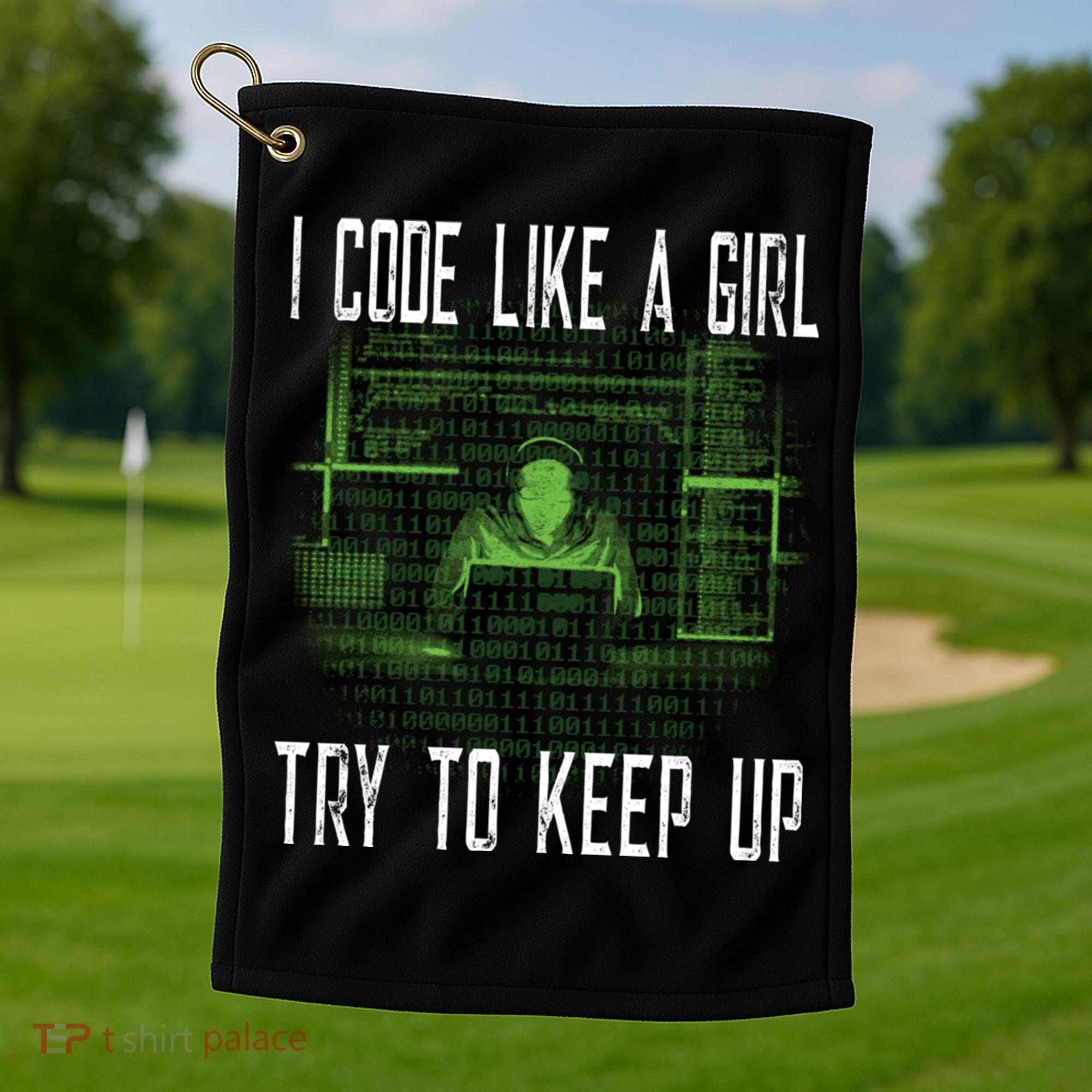 Female Computer Programmer I Code Like A Girl Coding Gift Golf Towel