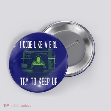 Female Computer Programmer I Code Like A Girl Coding Gift Button
