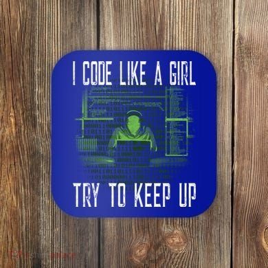 Female Computer Programmer I Code Like A Girl Coding Gift Coaster