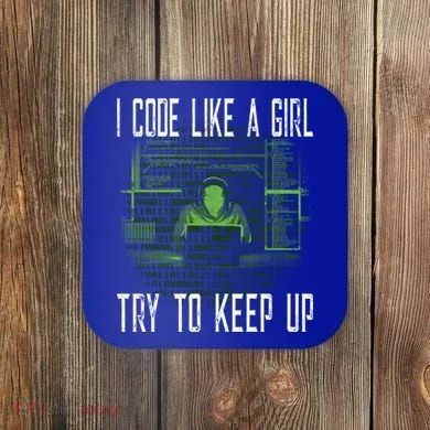 Female Computer Programmer I Code Like A Girl Coding Gift Coaster