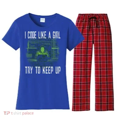 Female Computer Programmer I Code Like A Girl Coding Gift Women's Flannel Pajama Set