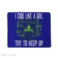 Female Computer Programmer I Code Like A Girl Coding Gift Mousepad thumb 0