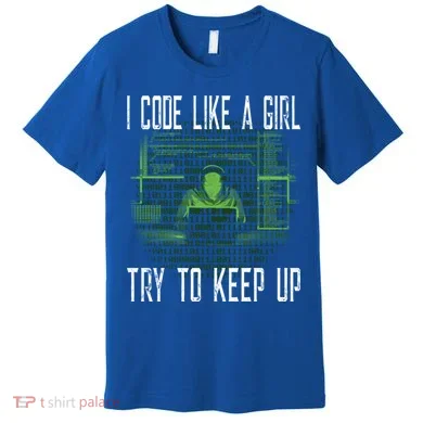 Female Computer Programmer I Code Like A Girl Coding Gift Premium T-Shirt