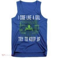 Female Computer Programmer I Code Like A Girl Coding Gift Tank Top thumb 0